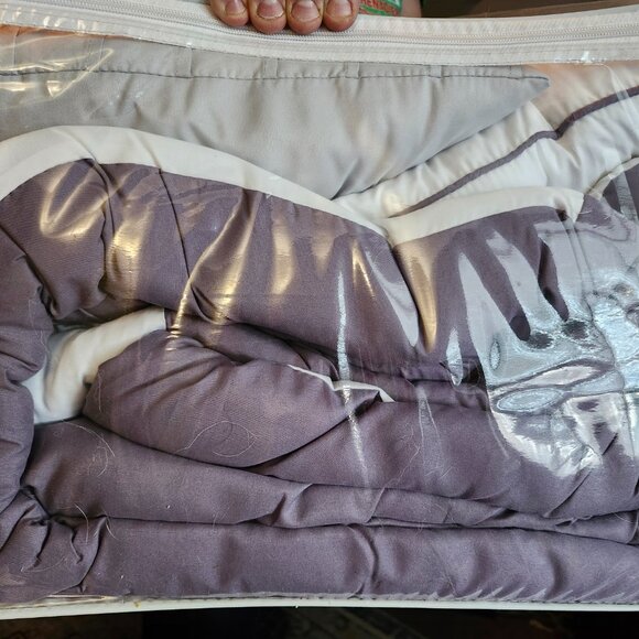 NEW Homesuite 8 pc Purple & Grey Comforter Set Queen "To the Moon and Back" - Picture 2 of 2